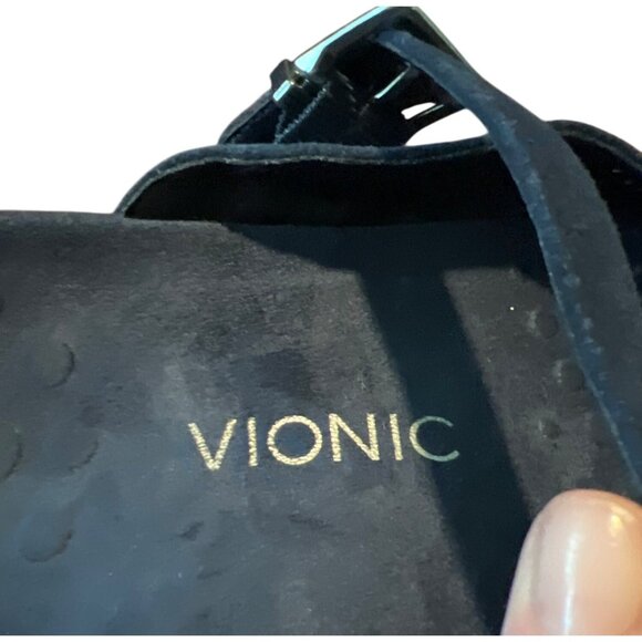 Vionic Lidia Supportive Slip on Perforated Suede Mule/Mary Jane Slides 10 Navy - Picture 7 of 8